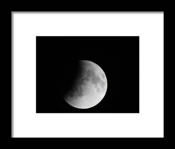 Start Of Moon Eclipse Framed Print featuring the photograph 4-14-14 Eclipse by Susan Sidorski