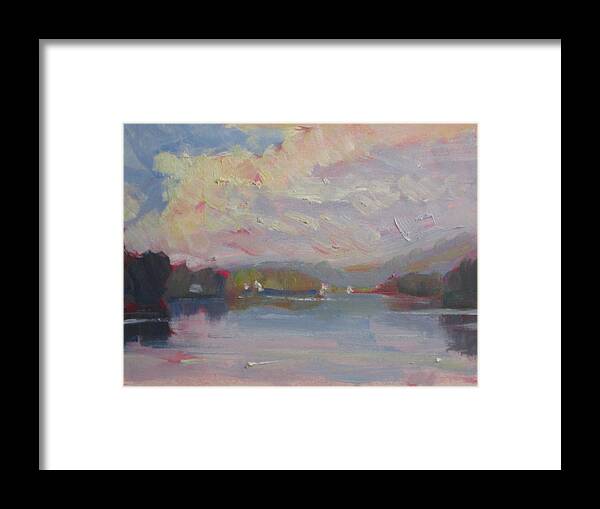 Clouds Framed Print featuring the painting Cheshire Lake #4 by Len Stomski