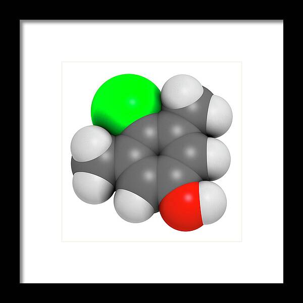 Chloroxylenol Framed Print featuring the photograph Chloroxylenol Antiseptic Molecule #4 by Molekuul