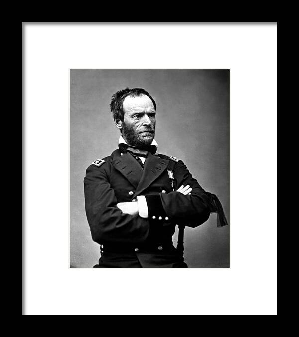 General Sherman Framed Print featuring the photograph General William Tecumseh Sherman #4 by War Is Hell Store