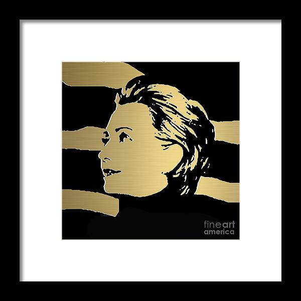 Hillary Clinton Paintings Mixed Media Framed Print featuring the mixed media Hillary Clinton Gold Series #6 by Marvin Blaine