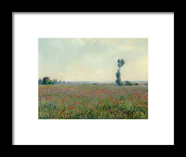 Claude Monet Framed Print featuring the painting Poppy Field #17 by Claude Monet