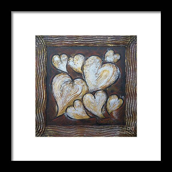 Heart Framed Print featuring the painting Precious Hearts 301110 #4 by Selena Boron