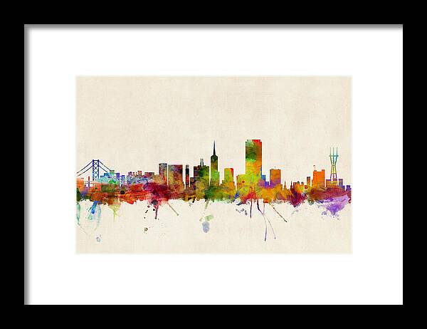 San Francisco Framed Print featuring the digital art San Francisco City Skyline by Michael Tompsett