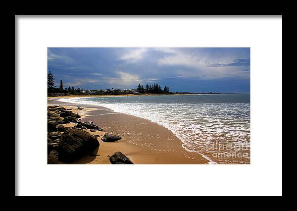 #libbyryding #seascape #ocean #beach #nature #beauty #stormy Sky #storm Over The Ocean #queensland #photooftheday #digitalphoto Framed Print featuring the photograph Seascape #4 by Libby Ryding