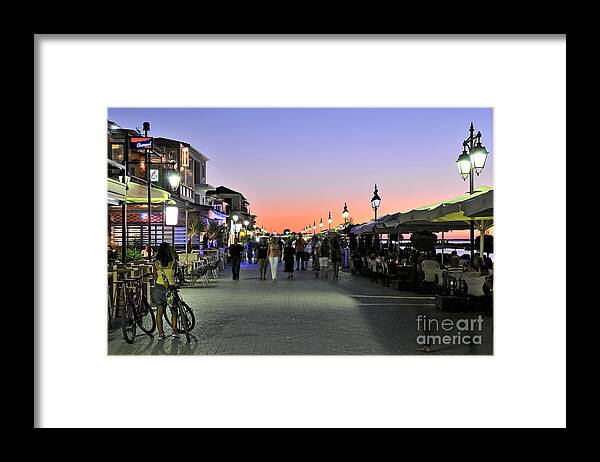 Lefkada; Lefkas; City; Town; People; Tourists; Dusk; Sunset Framed Print featuring the photograph Sunset in Lefkada island #5 by George Atsametakis