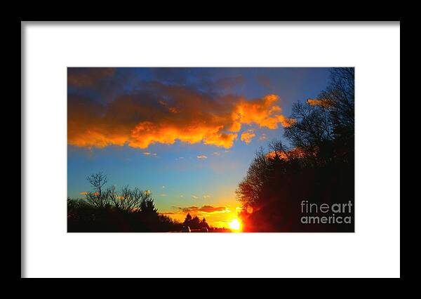 Sunset Over High Way. Street. Sky. Landscape. Photograph. Natural Beauty. Landscape. Rose Wang Image Framed Print featuring the photograph Sunset #7 by Rose Wang