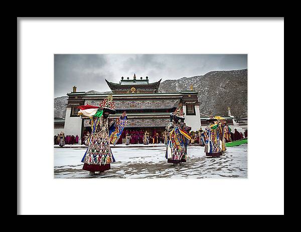 Gansu Province Framed Print featuring the photograph Tibetan Buddhists Celebrate Religion #4 by Kevin Frayer