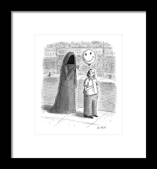 Grim Reaper Framed Print featuring the drawing New Yorker September 26th, 2016 by Roz Chast