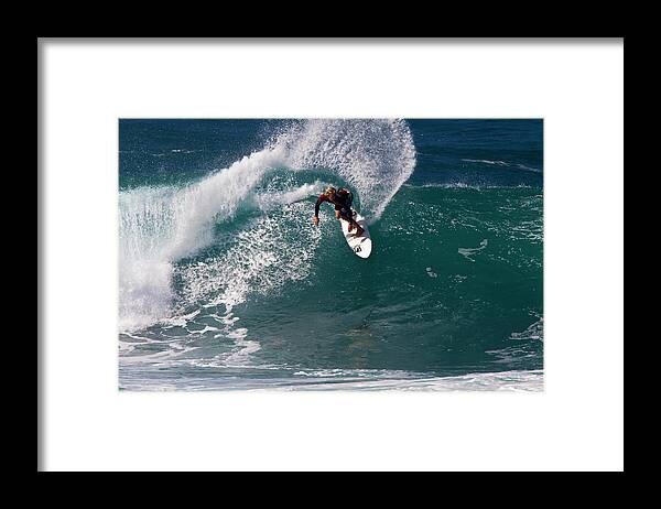 Beach Framed Print featuring the photograph USA, Hawaii, Oahu, Surfers In Action #4 by Terry Eggers