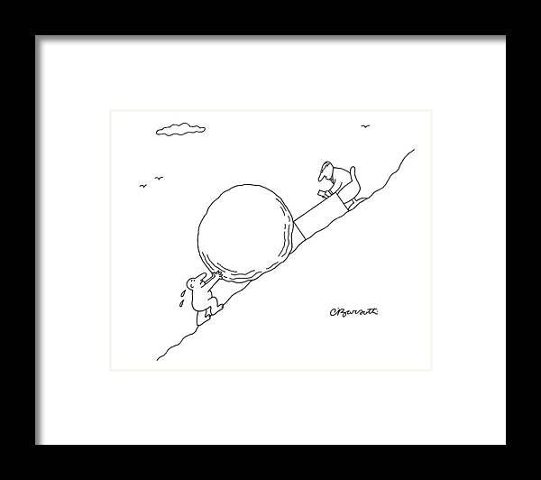 Captionless Framed Print featuring the drawing Business Sisyphus by Charles Barsotti