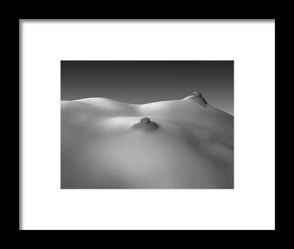 Fine Art Framed Print featuring the photograph 4269 Black White Nude Small Breasts Large Nipples by Chris Maher