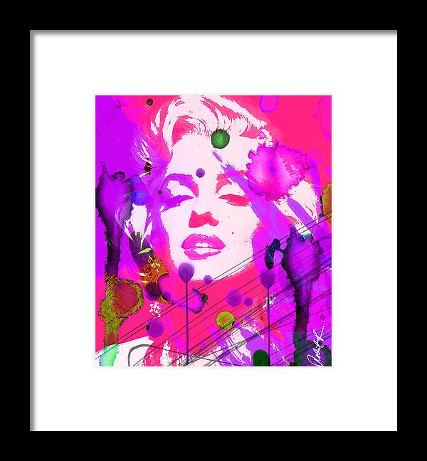 Marilyn Monroe Framed Print featuring the painting 43x48 Marilyn Pretty in Pink - Huge Signed Art Abstract Paintings Modern www.splashyartist.com by Robert R Splashy Art Abstract Paintings