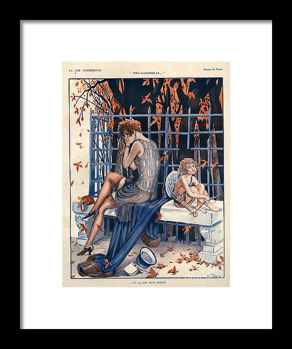 France Framed Print featuring the drawing 1920s France La Vie Parisienne #44 by The Advertising Archives