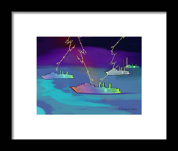  Abstract Framed Print featuring the painting 445 - Bad Weather Cruising ... by Irmgard Schoendorf Welch