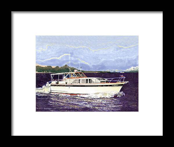 Yacht Portraits Framed Print featuring the painting 46 foot 1965 Classic Chris Craft Terific by Jack Pumphrey
