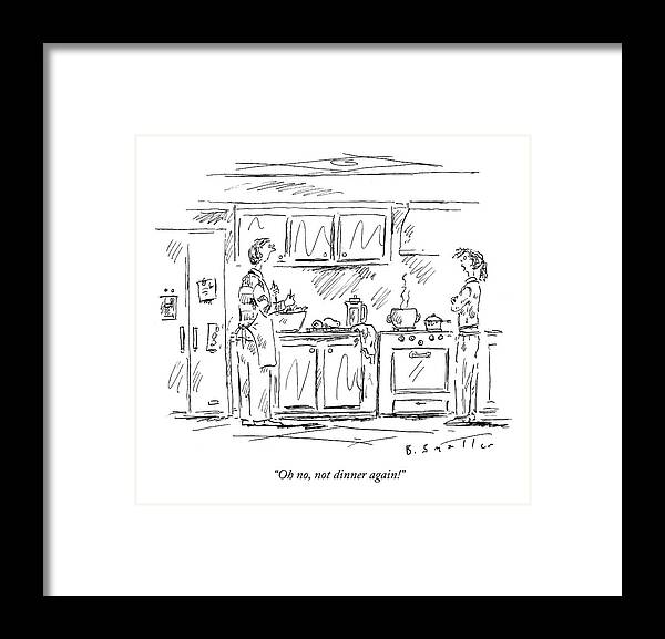 Cook Framed Print featuring the drawing Oh No, Not Dinner Again! by Barbara Smaller