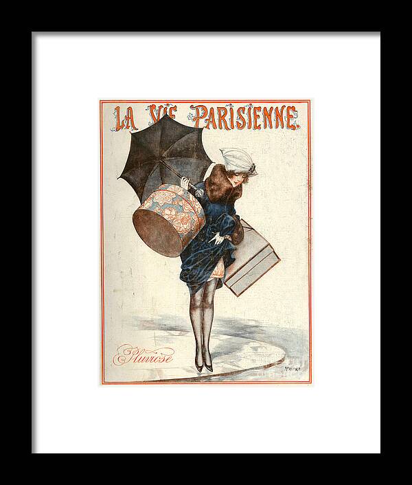 France Framed Print featuring the drawing 1920s France La Vie Parisienne Magazine #479 by The Advertising Archives