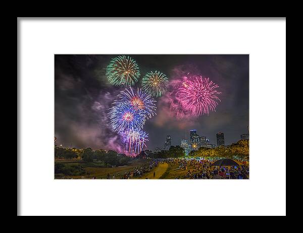 4th Framed Print featuring the photograph 4th of July in Houston Texas by Micah Goff