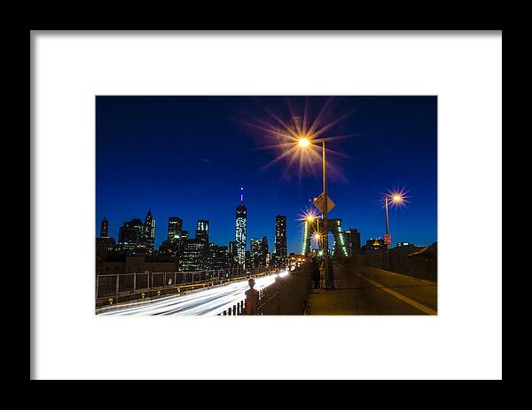 Wtc1 Framed Print featuring the photograph 4th of July on the Brooklyn Bridge by GeeLeesa Productions