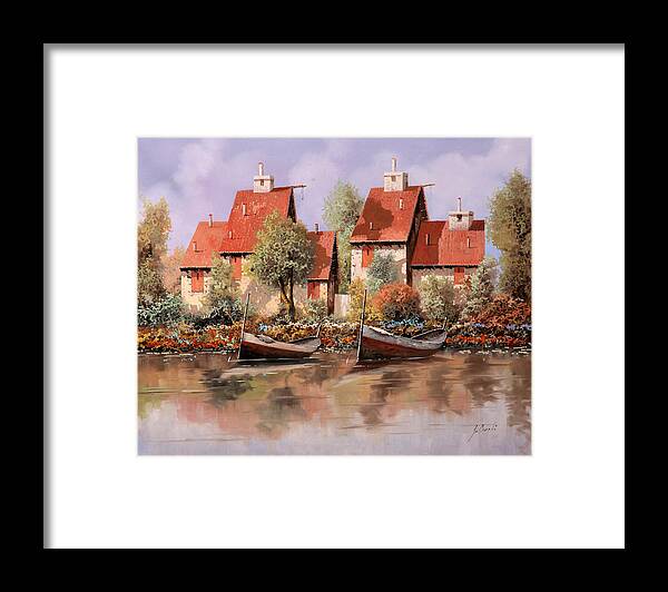 House Framed Print featuring the painting 5 Case E 2 Barche by Guido Borelli