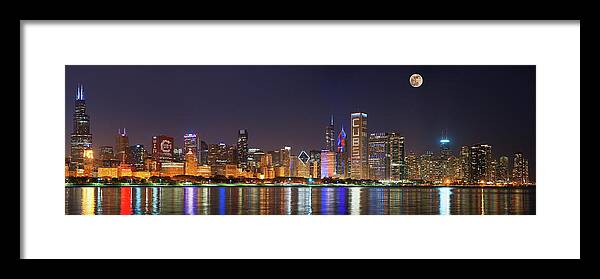 Photography Framed Print featuring the photograph Chicago Skyline With Cubs World Series #5 by Panoramic Images