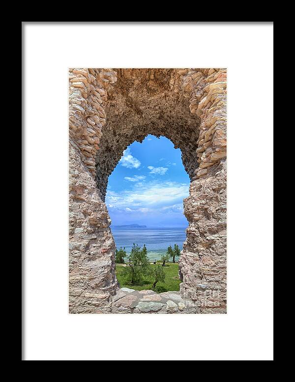 Lago Di Garda Framed Print featuring the photograph Grotto Catullus in Sirmione at the Lake Garda #5 by Gina Koch