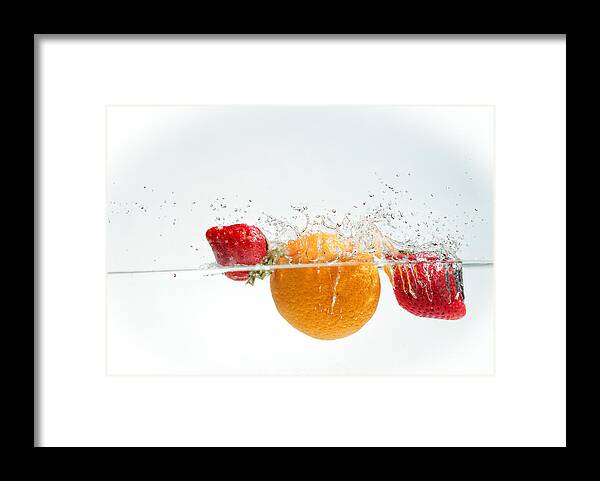 Aqua Framed Print featuring the photograph Splashing Fruits #5 by Peter Lakomy
