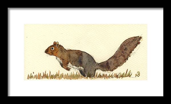 Squirrel Framed Print featuring the painting Squirrel #5 by Juan Bosco