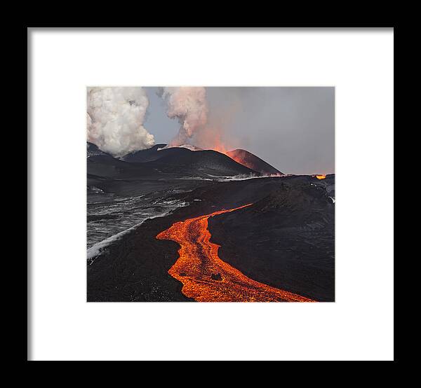 Feb0514 Framed Print featuring the photograph Tolbachik Volcano Erupting Kamchatka #5 by Sergey Gorshkov