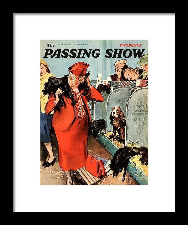 Dogs Framed Print featuring the drawing 1930s,uk,the Passing Show,magazine Cover #53 by The Advertising Archives