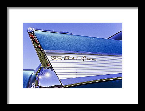 Classic Chevy Framed Print featuring the photograph '57 Chevy Bel Air - Fin #57 by Neil Pankler