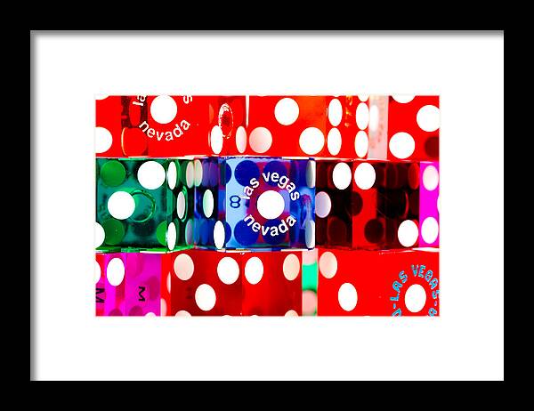 Las Vegas Framed Print featuring the photograph Colorful Dice by Raul Rodriguez