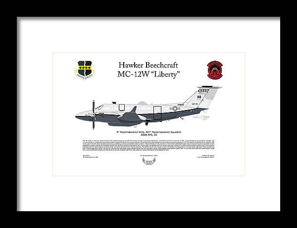 Hawker Framed Print featuring the digital art Hawker Beechcraft MC-12W Liberty #9 by Arthur Eggers