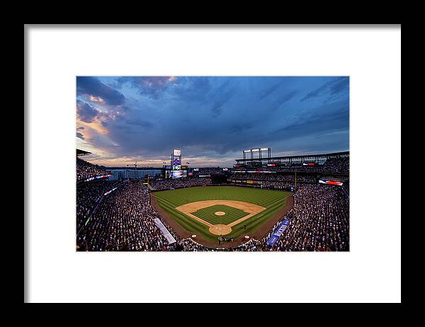 National League Baseball Framed Print featuring the photograph Los Angeles Dodgers V Colorado Rockies by Justin Edmonds