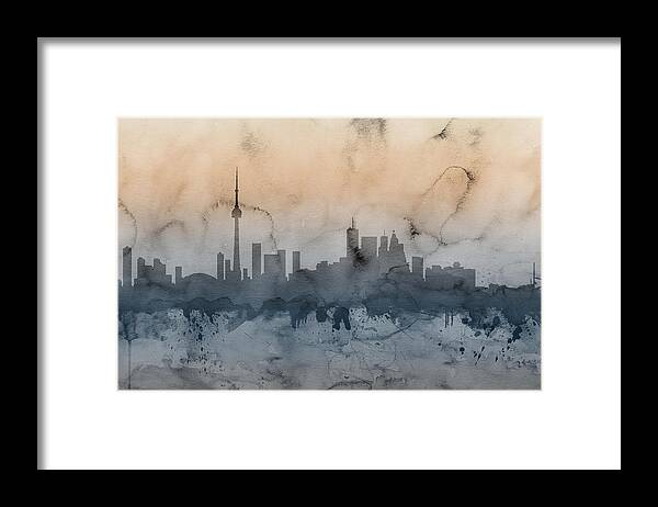 Toronto Framed Print featuring the digital art Toronto Canada Skyline #6 by Michael Tompsett