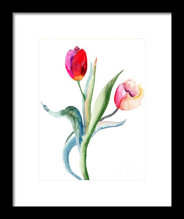 Art Framed Print featuring the painting Tulips flowers #6 by Regina Jershova