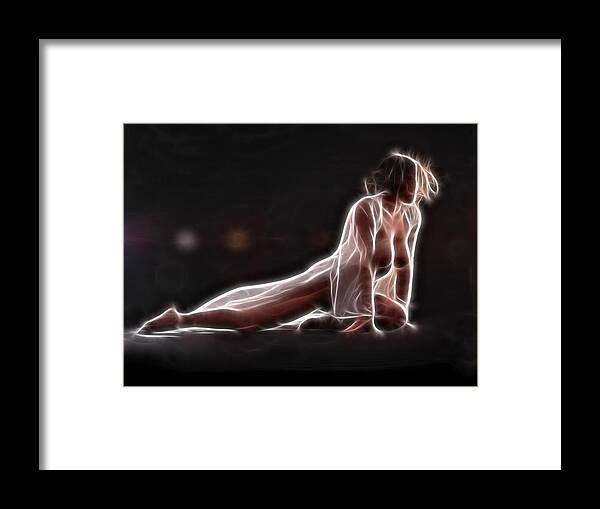 Woman Framed Print featuring the photograph 6124 Glowing Fractal Woman Dancing by Chris Maher