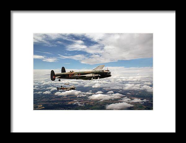 617 Squadron Framed Print featuring the photograph 617 Squadron Tallboy Lancasters by Gary Eason