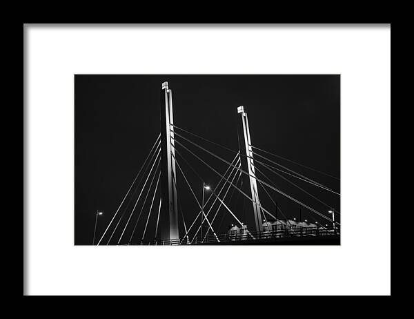 6th Street Bridge Black And White Framed Print featuring the photograph 6th Street Bridge Black and White by Susan McMenamin