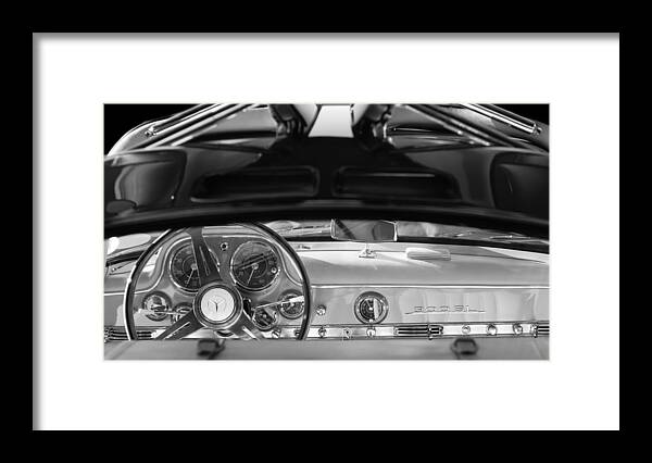 1955 Mercedes-benz Gullwing Dashboard Steering Wheel Framed Print featuring the photograph 1955 Mercedes-Benz Gullwing Dashboard - Steering Wheel #7 by Jill Reger