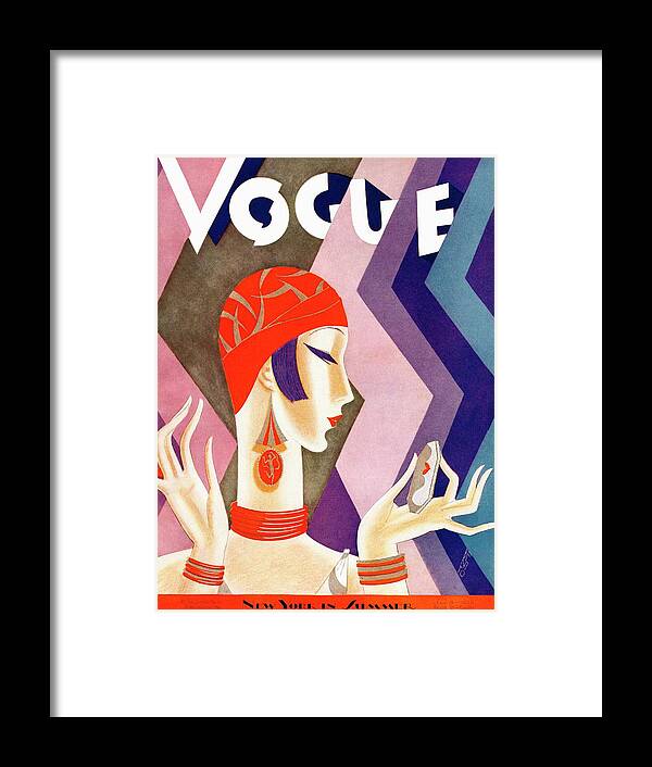 Illustration Framed Print featuring the photograph A Vintage Vogue Magazine Cover Of A Woman by Eduardo Garcia Benito