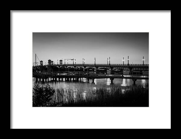 Bridge Of Lions Framed Print featuring the photograph Bridge of Lions St Augustine Florida Painted BW #8 by Rich Franco