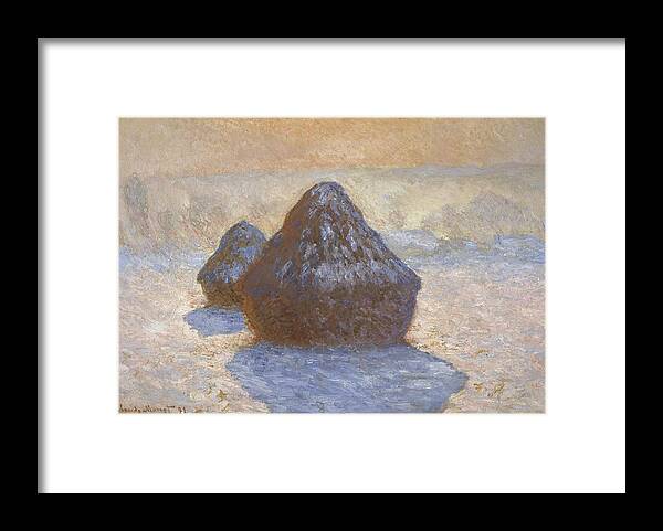 Claude Monet Framed Print featuring the painting Haystacks #7 by Claude Monet