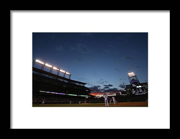 National League Baseball Framed Print featuring the photograph New York Mets V Colorado Rockies by Doug Pensinger