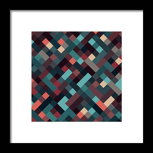 Abstract Framed Print featuring the digital art Pixel Art #7 by Mike Taylor