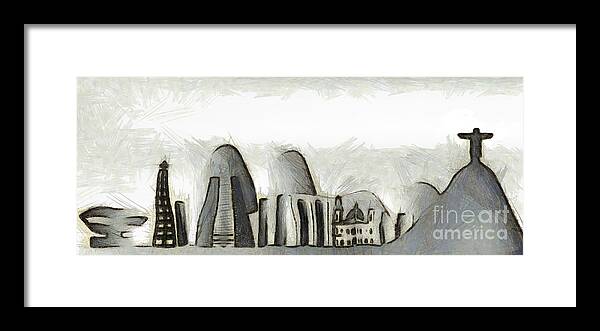 Brasil Framed Print featuring the mixed media Rio de Janeiro skyline #7 by Michal Boubin