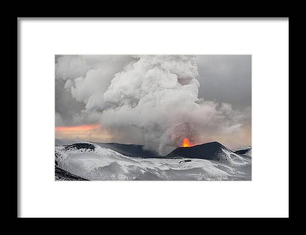 Feb0514 Framed Print featuring the photograph Tolbachik Volcano Erupting Kamchatka #7 by Sergey Gorshkov