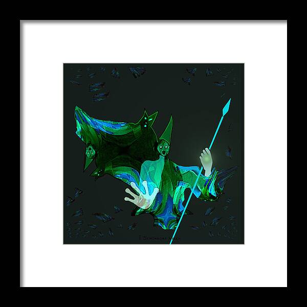 711 Framed Print featuring the painting 711 - Those flying things of night - Halloween by Irmgard Schoendorf Welch