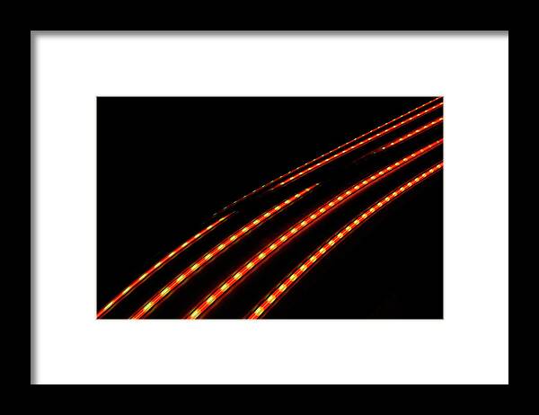Black Background Framed Print featuring the photograph Abstract Light Trails And Streams #8 by John Rensten